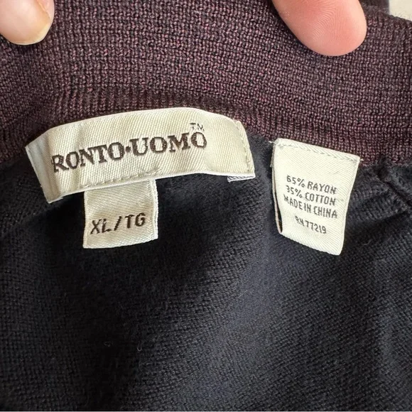 Pronto Uomo Men’s Burgundy Long Sleeve Knit Polo Sweater Shirt - Picture 5 of 5